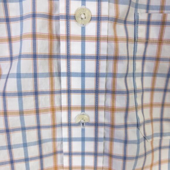 Pendleton Metro Shirt Mens M Blue Orange Plaid Wrinkle Resistant Long Sleeve - Picture 9 of 9